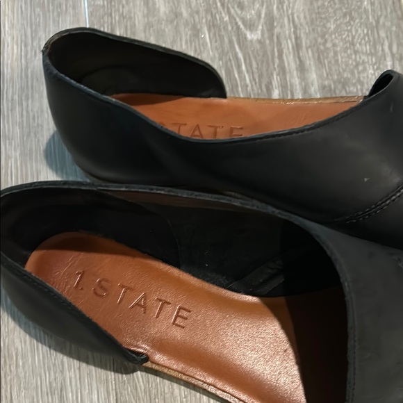 1. State Black Open-Toe Leather Flats - Picture 5 of 6